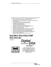 Lenz Digital plus Gold Maxi Silent-Back EMF DCC Manual