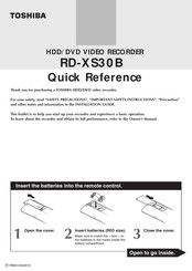 Toshiba RD-XS30B Quick Reference