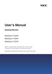 NEC MultiSync E244F-BK User Manual