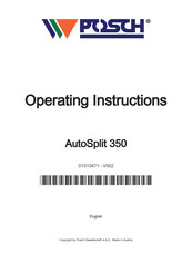Posch AutoSplit 350 Operating Instructions Manual