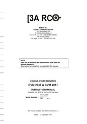 Barco CVM 2037 Instruction Manual