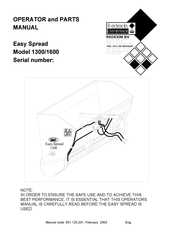 Redexim Easy Spread 1300 Operator And Parts Manual
