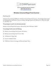 COMPANION Wireless Universal KeepnTrack Scanner V6555 Manual