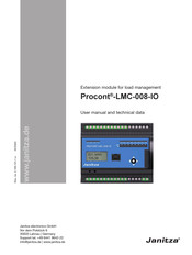 janitza Procont LMC-008-IO User Manual And Technical Data