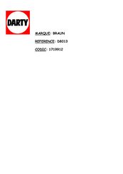 Braun D68013 Quick Start Manual