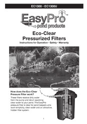 EasyPro Eco-Clear EC2600U Instructions For Operation, Safety, Warranty