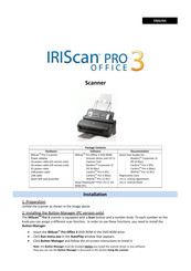 IRIScan Pro Office 3 Installation And Instructions For Use