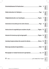 ProfiCare PC-HTD 3113 Safety Instruction