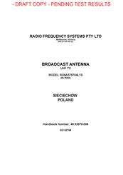 RFS RD8A578704L1S Manual