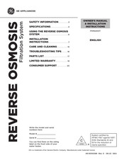 GE PXRQ400T Owner's Manual & Installation Instructions