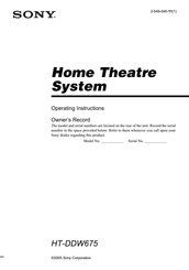 Sony HT-DDW675 Operating Instructions Manual