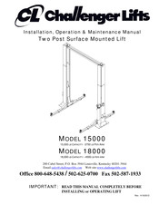 Challenger Lifts 18002 Installation, Operation & Maintenance Manual