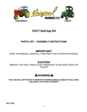 Original Tractor Cabs 12317 Assembly Instructions And Parts List