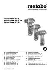 Metabo PowerMaxx BS BL Original Instructions Manual