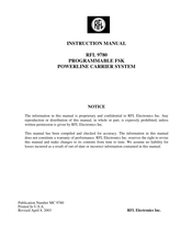 RFL Electronics 9780 Instruction Manual