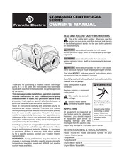 Franklin Electric STANDARD CENTRIFUGAL Series Owner's Manual