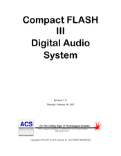 ACS Compact FLASH III User Manual