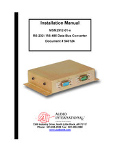 Audio international MSM2912-01-1 P2 Installation Manual