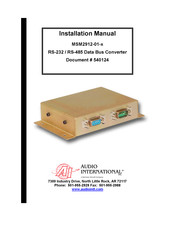 Audio international MSM2912-01-1 P1 Installation Manual