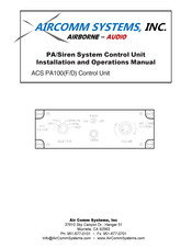 Air Comm Systems ACS PA100 D Installation And Operation Manual