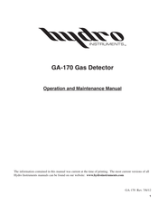 Hydro Instruments GA-170 Operation And Maintenance Manual