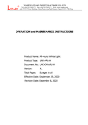 Lonako LNK-ARL-W Additional Installation, Operation And Maintenance Instructions