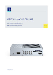 G&D VisionXS-F-DP-UHR Installation And Operation Manual