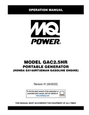 MQ Power GAC2.5HR Operation Manual