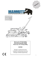 Mammuth ML70HK Installation And Operating Instructions Manual