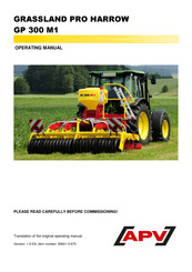 APV Grassland Pro GP 300 M1 Operating Manual