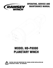 Ramsey Winch HD-P800 Operating, Service And Maintenance Manual