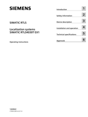 Siemens SIMATIC RTLS4030T EX1 Operating Instructions Manual