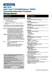 Advantech MIC-1810 Startup Manual