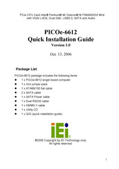 IEI Technology PICOe-6612 Series Quick Installation Manual