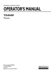 New Holland TD4040F Operator's Manual