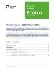 Premier Tech Ecoflo EL30 Series Owner's Manual