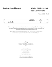 Cross Technologies 2116-182193 Instruction Manual