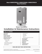 TOTALINE HUMXXSTM3034 Installation & Maintenance Instructions Manual