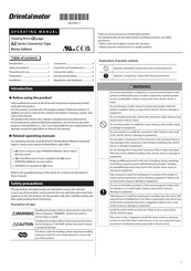 Oriental motor ASTEP AZ Series Operating Manual
