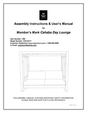 Member's Mark TBD FZA10217 Assembly Instructions & User Manual