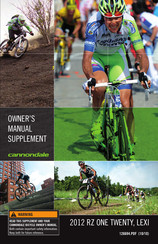 Cannondale 2012 RZ ONE LEXI Owner's Manual Supplement