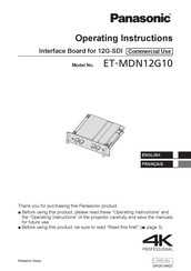 Panasonic ET-MDN12G10 Operating Instructions Manual