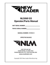 New Leader NL5060 G5 Operator's & Parts Manual