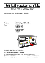 T&R KV5-100 mk2 Operating And Maintenance Manual