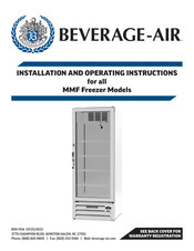 Beverage-Air MMF Series Installation And Operating Instructions Manual