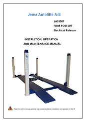Jema Autolifte JA5500F Installtion, Operation And Maintenance Instructions