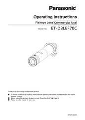 Panasonic ET-D3LEF70C Operating Instructions Manual