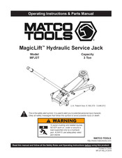 Matco Tools MagicLift MFJ3T Operating Instructions & Parts Manual