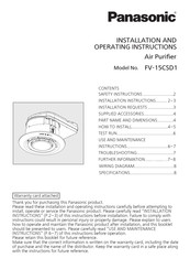 Panasonic FV-15CSD1 Installation And Operating Instructions Manual