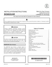 Blueridge BG802UHE Installation Instructions Manual